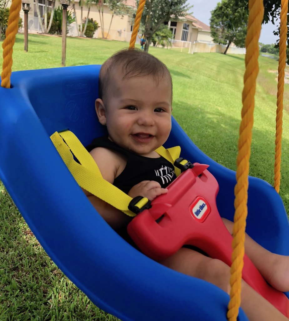 take your baby to the park and use the swing, is a great fun activity to do with your baby