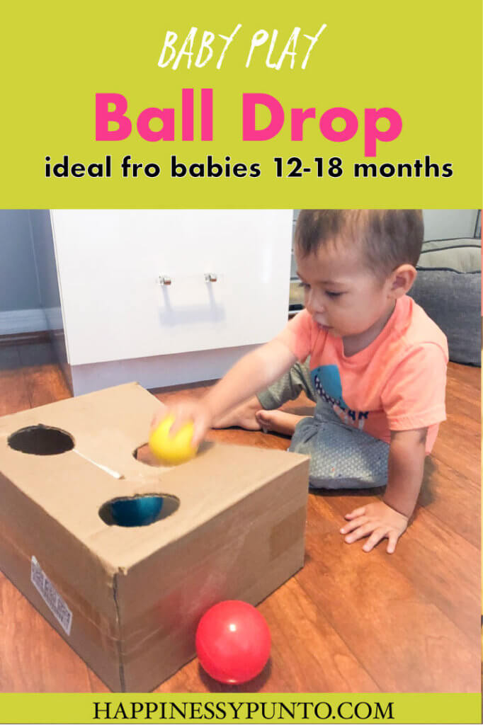 Activity for 12 month old - Sometimes you need easy activities to entertain your baby at home. Try this DIY easy ball drop activity ideal for babies 12 months up to 18 months
