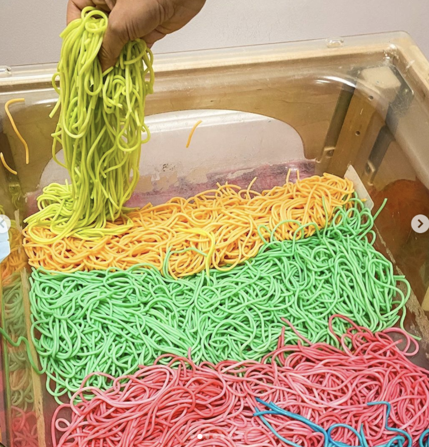 Rainbow Spaghetti Pasta Recipe for Sensory Play - Kid Activities with Alexa