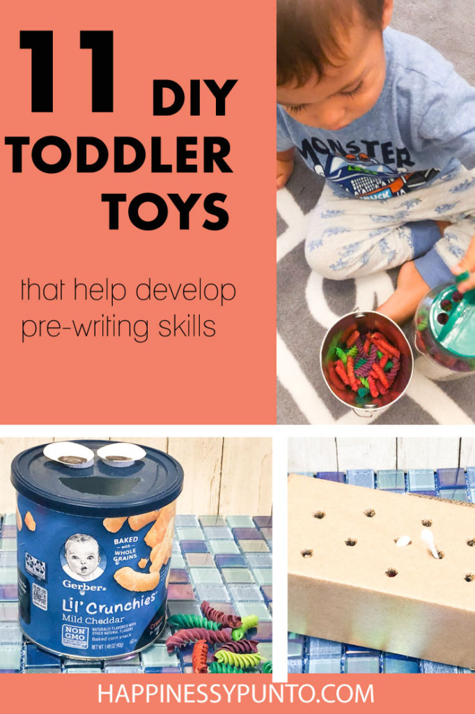 DIY toddler toys can be easy to make, provide a lot of fun and are even great for learning skills they will soon need. Try these 11 toys at home this week and get ready to have some fun.