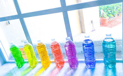 Rainbow Colored Sensory Bottles Recipe