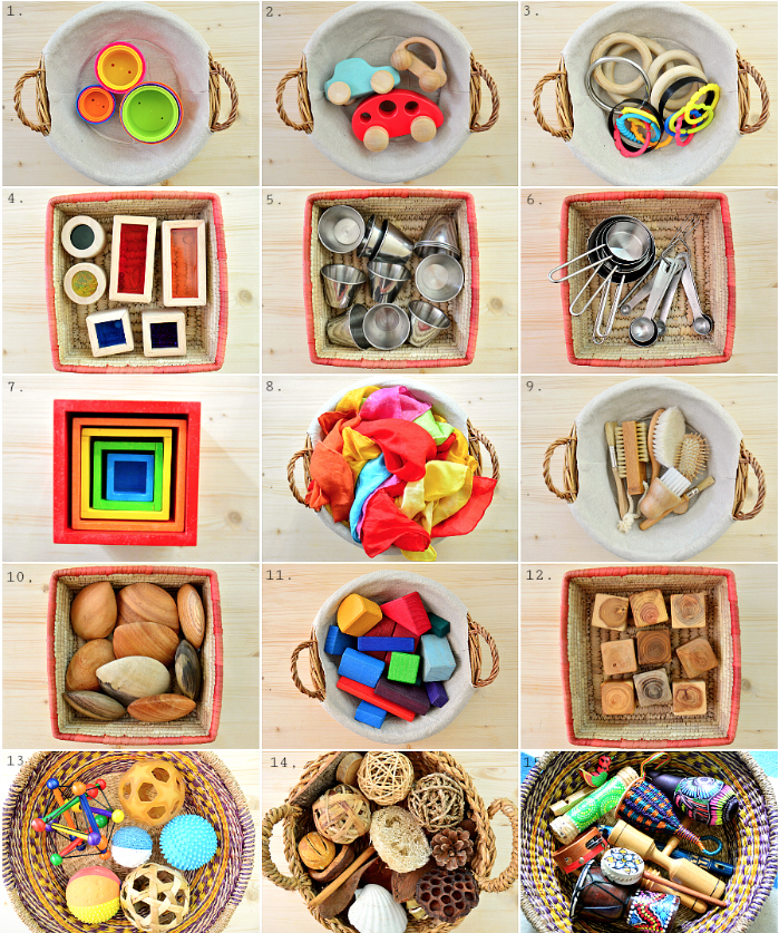 Sensory Basket Treasure Basket Montessori Learning Resource 10 items 