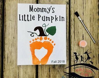 Toddler Footprint Art, Baby Footprint Art, Mommy's Little Pumpkin, DIY Canvas Art, Toddler Craft.
