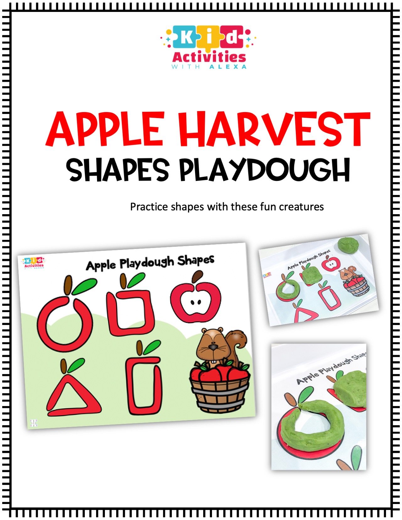 SHAPES: Apples Playdough Mat (PDF) - Kid Activities with Alexa