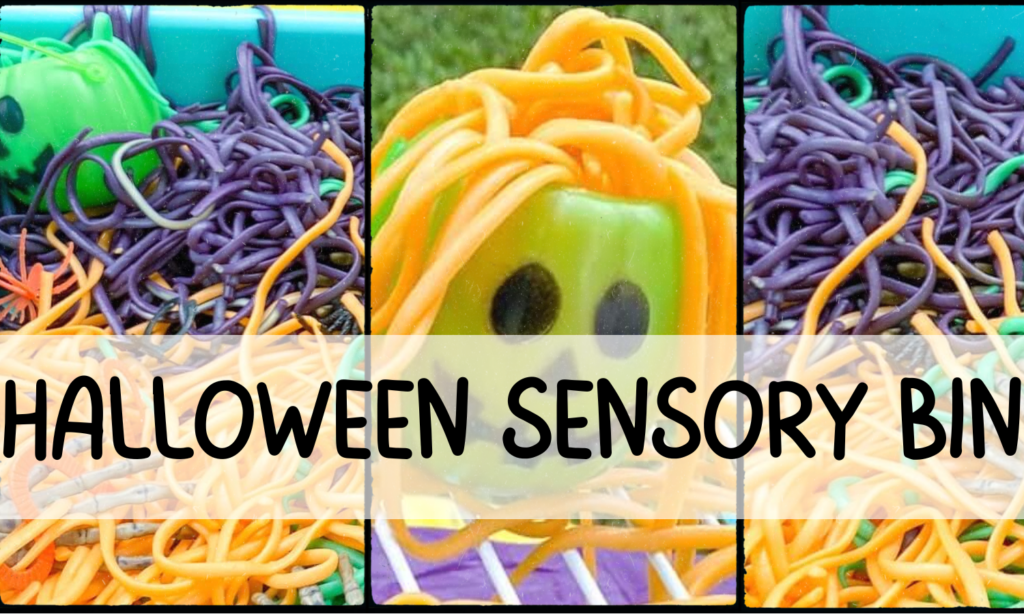 halloween sensory bin using spaghettihalloween sensory bin using spaghetti