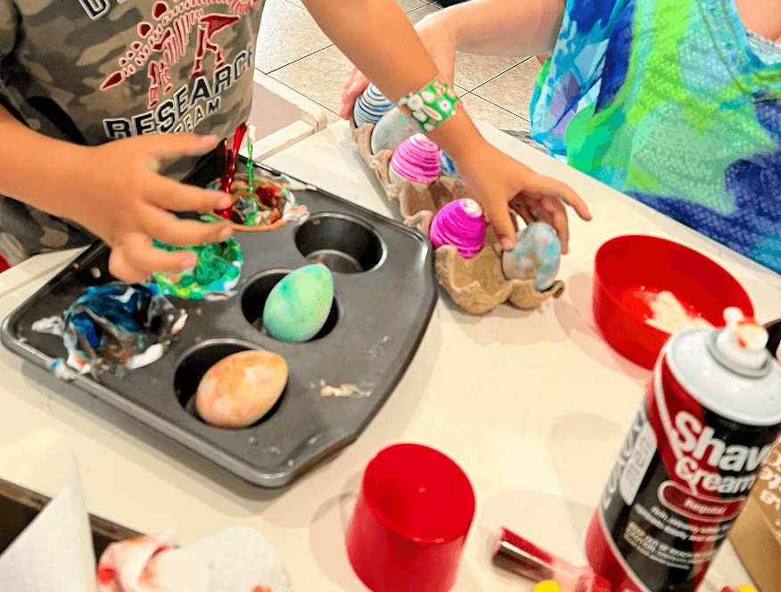Color Eggs for Easter using Shaving Cream
